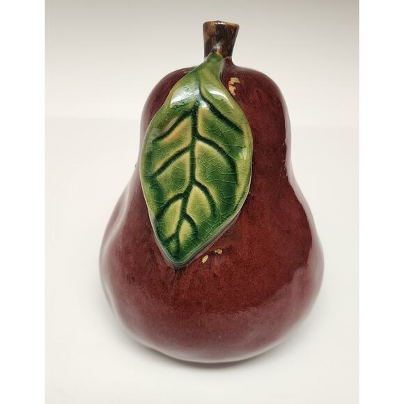 Vintage Ceramic Pear Fruit Sculpture 10” tall Decorative Country Cottage Decor - Picture 9 of 12